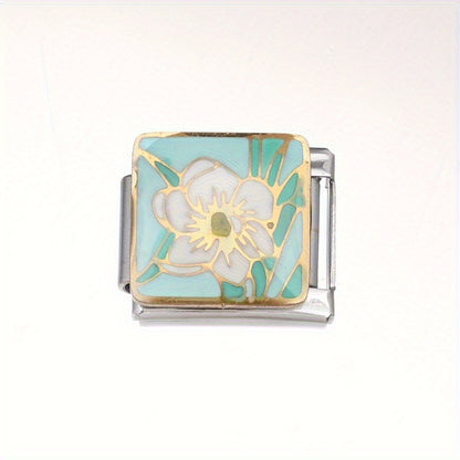1pc 9x10mm Stainless Steel Landscape Painting Module Bead