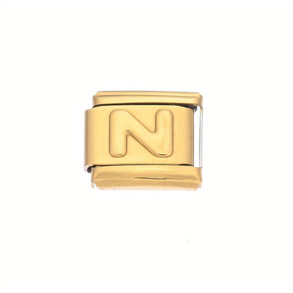 1pc 9x10mm Golden Stainless Steel Letter Bead