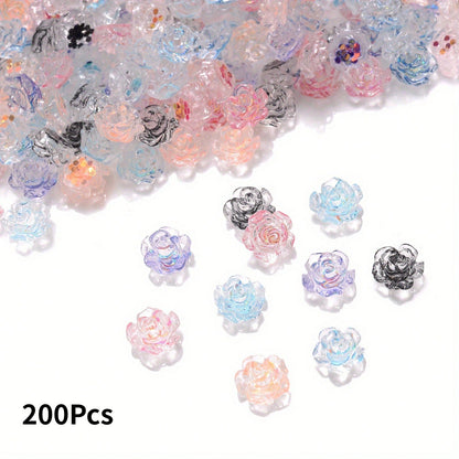 200pcs 8mm Acrylic Rose Beads