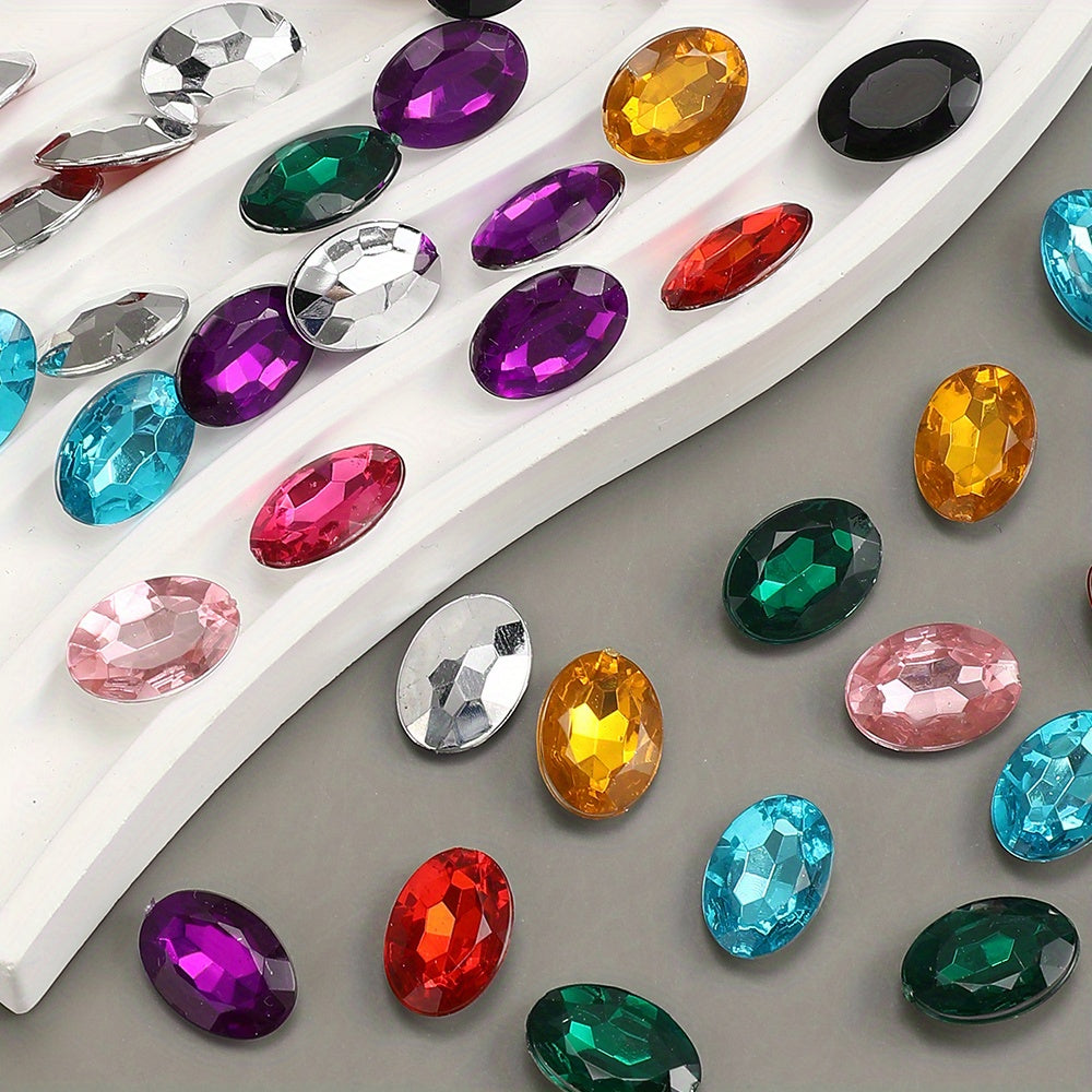 10x14mm Sparkling Oval Acrylic Rhinestone Beads