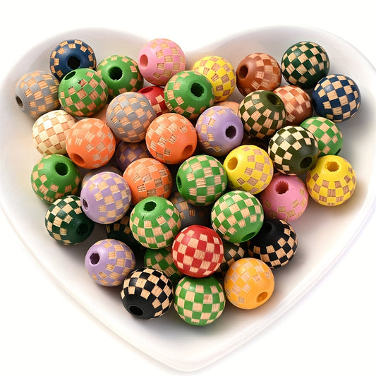 10/16mm Lattice Wooden Round Beads