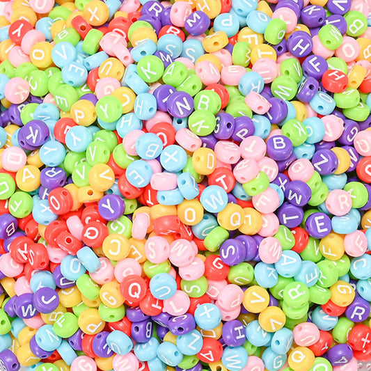 100pcs Mixed Color Acrylic Letter Beads