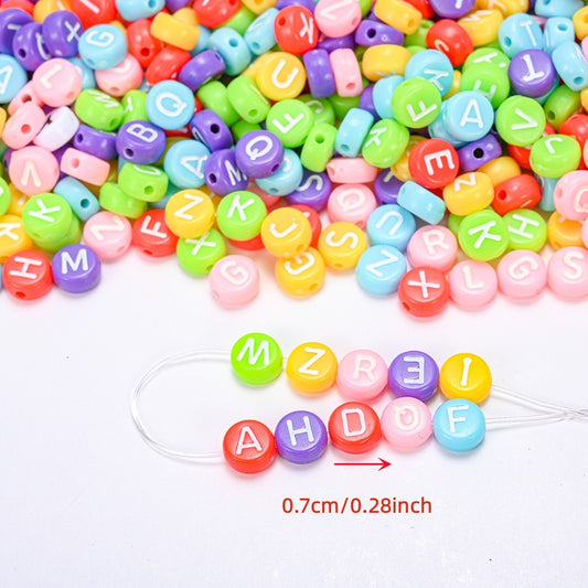 100pcs Mixed Color Acrylic Letter Beads