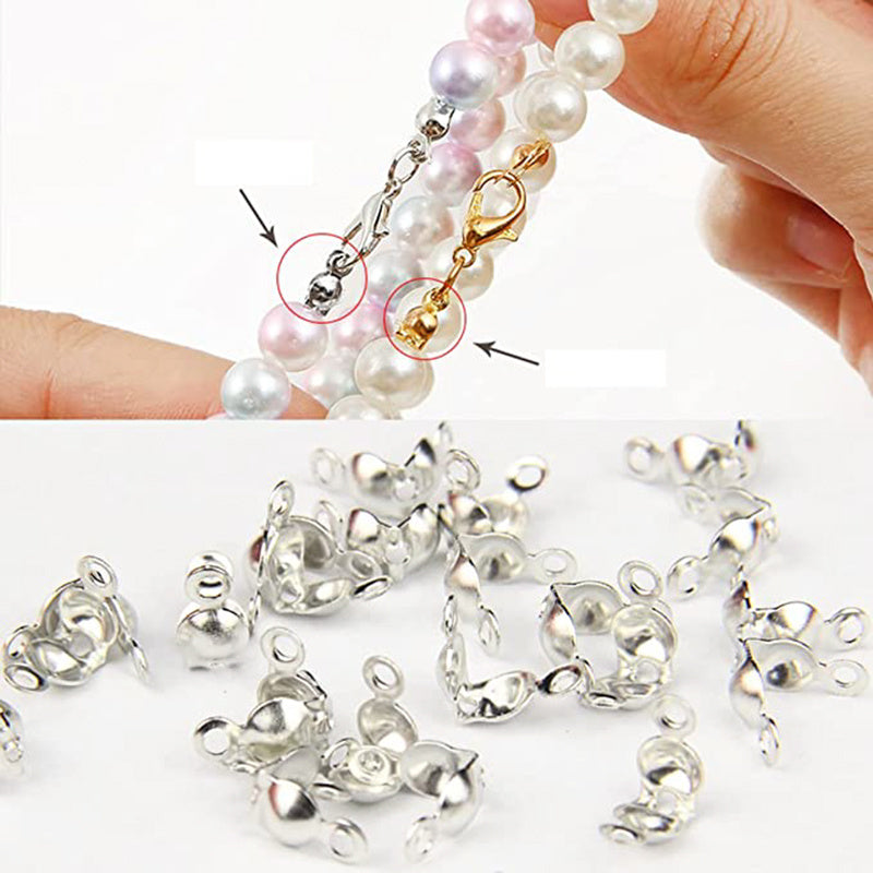 100pcs Mixed End Crimp Beads & Jewelry Clasps Set