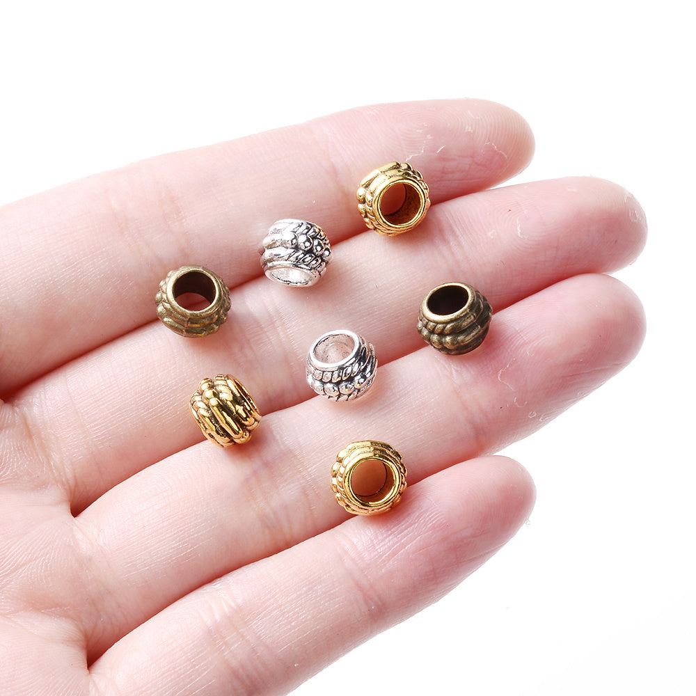 15x9mm Big Hole Print Acrylic Flat Round Spacer Beads
