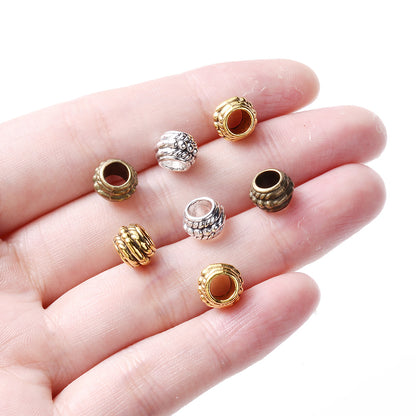15x9mm Big Hole Print Acrylic Flat Round Spacer Beads