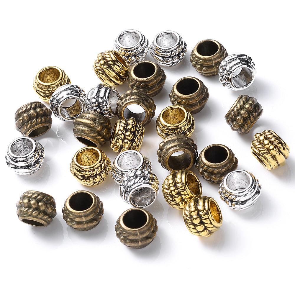 15x9mm Big Hole Print Acrylic Flat Round Spacer Beads