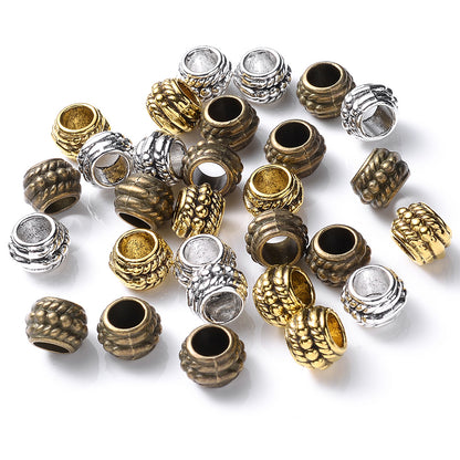 15x9mm Big Hole Print Acrylic Flat Round Spacer Beads
