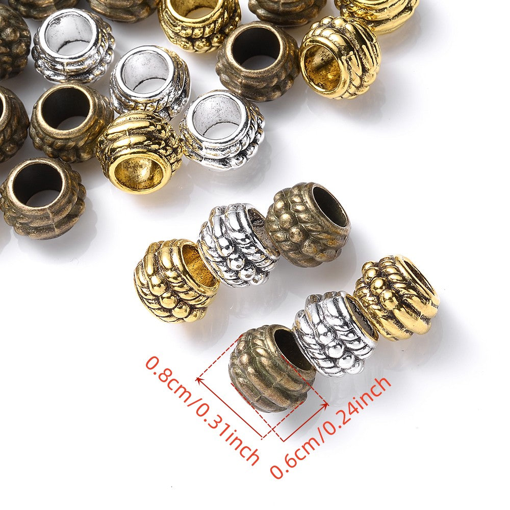15x9mm Big Hole Print Acrylic Flat Round Spacer Beads