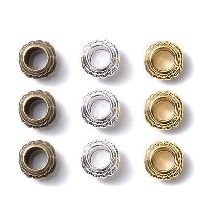 15x9mm Big Hole Print Acrylic Flat Round Spacer Beads