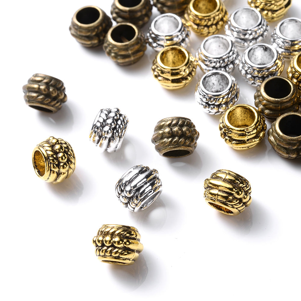 15x9mm Big Hole Print Acrylic Flat Round Spacer Beads
