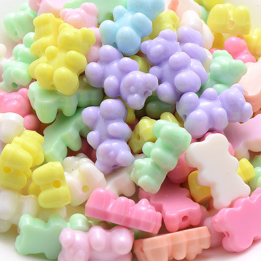 30pcs 18x11mm Candy Color Acrylic Bear Beads