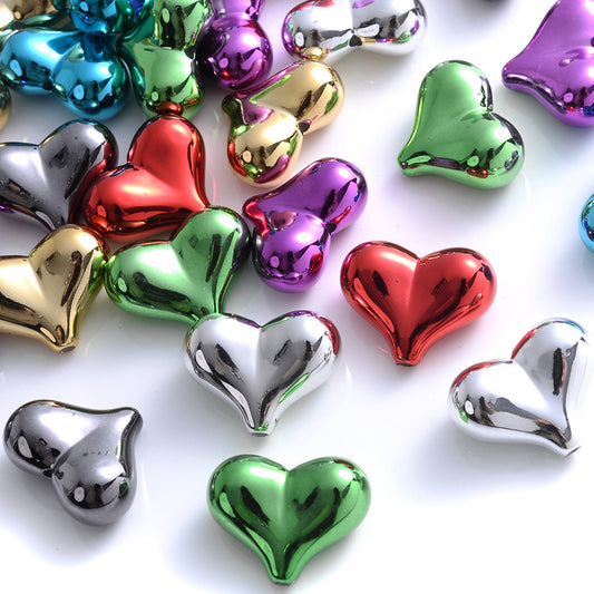 10pcs 17x21mm Colorful Acrylic Heart Beads