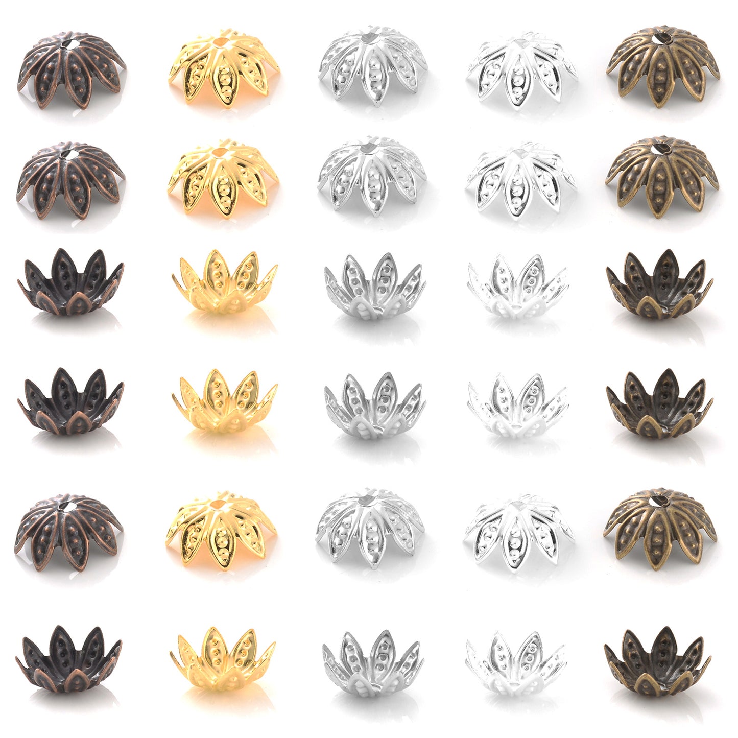 100pcs 8/10mm Lotus Flower Metal Bead Caps