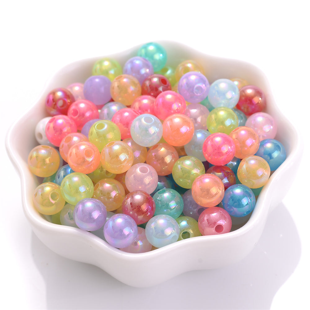 6/8/10/12mm Candy Color Acrylic Round Beads