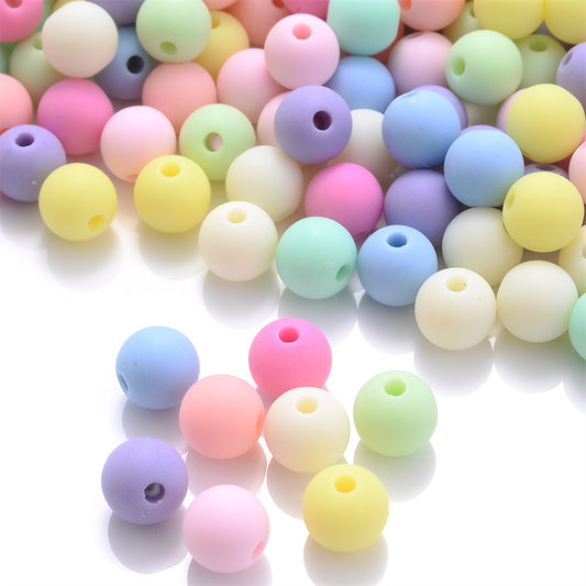 6-14mm Macaron Color Matte Acrylic Round Beads