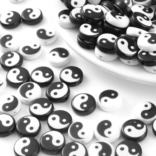 50/150pcs Yin-Yang Acrylic Beads