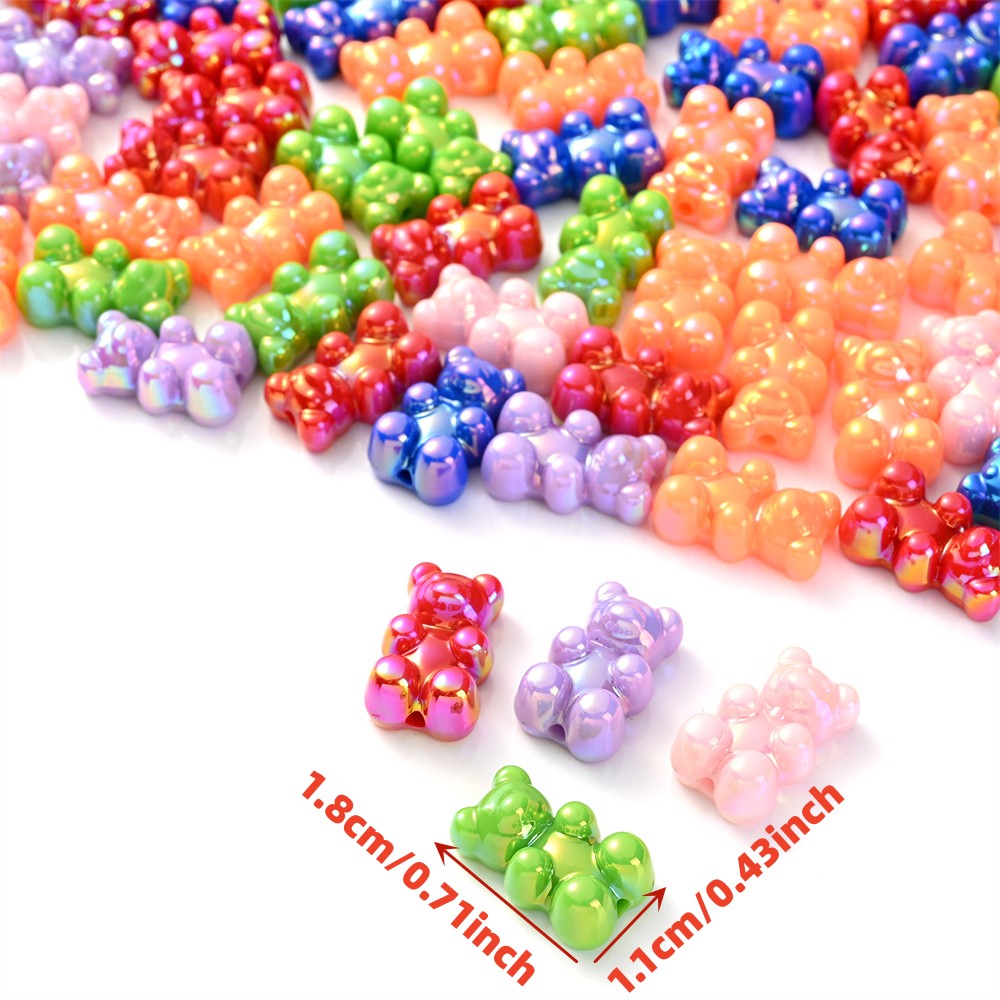 30pcs 11x18mm AB Candy Color Acrylic Bear Beads