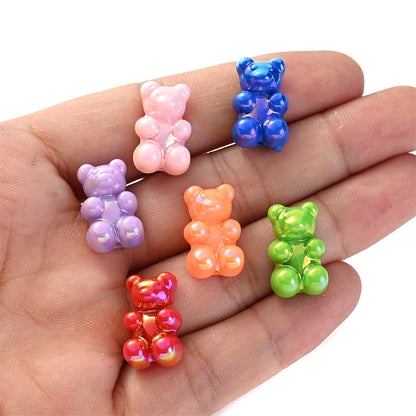 30pcs 11x18mm AB Candy Color Acrylic Bear Beads
