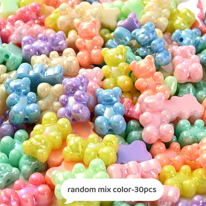 30pcs Macaron AB Cute Bear Acrylic Beads