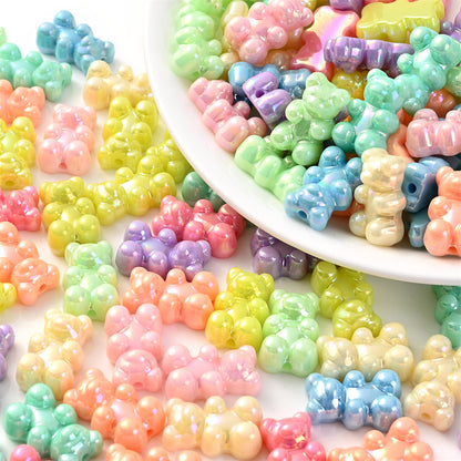 30pcs Macaron AB Cute Bear Acrylic Beads