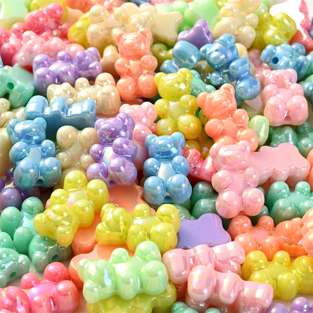 30pcs Macaron AB Cute Bear Acrylic Beads