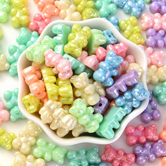 30pcs Macaron AB Cute Bear Acrylic Beads