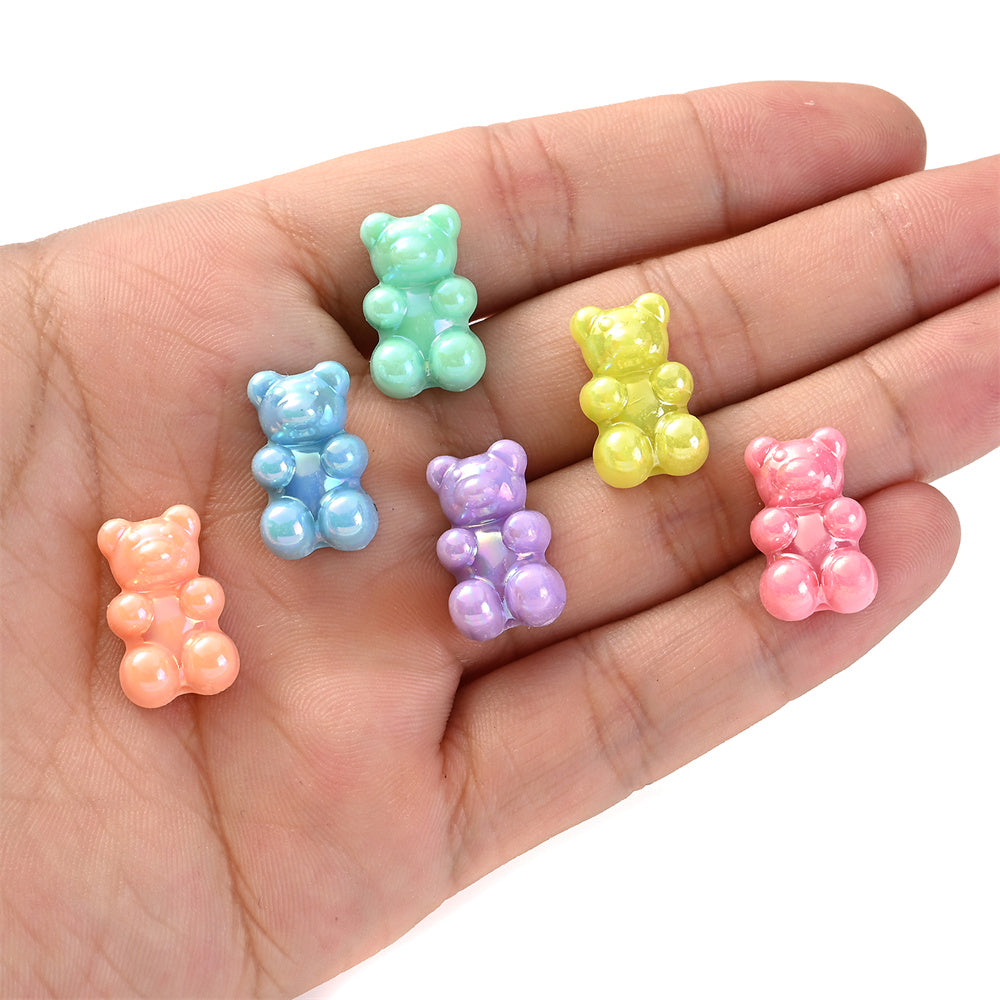 30pcs Macaron AB Cute Bear Acrylic Beads
