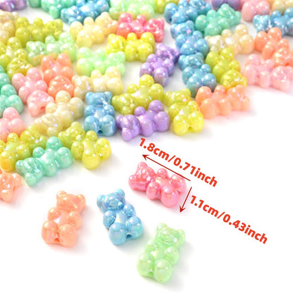 30pcs Macaron AB Cute Bear Acrylic Beads