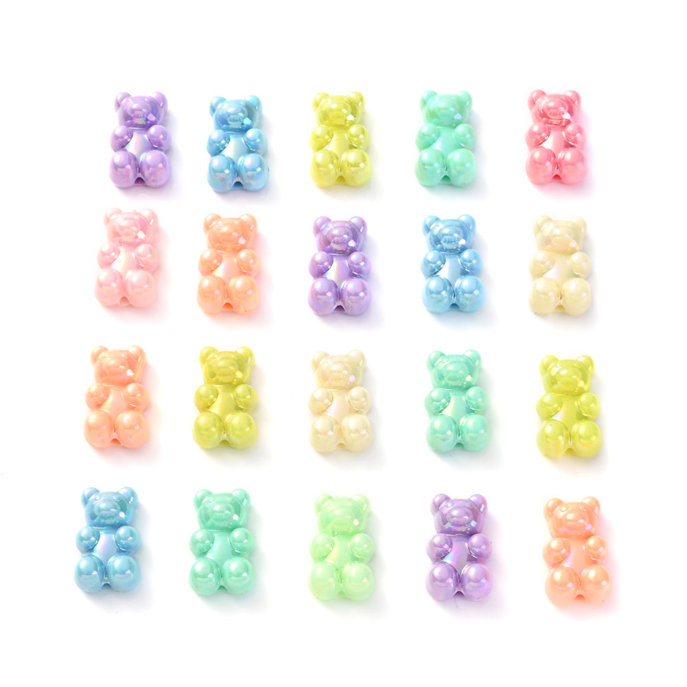30pcs Macaron AB Cute Bear Acrylic Beads