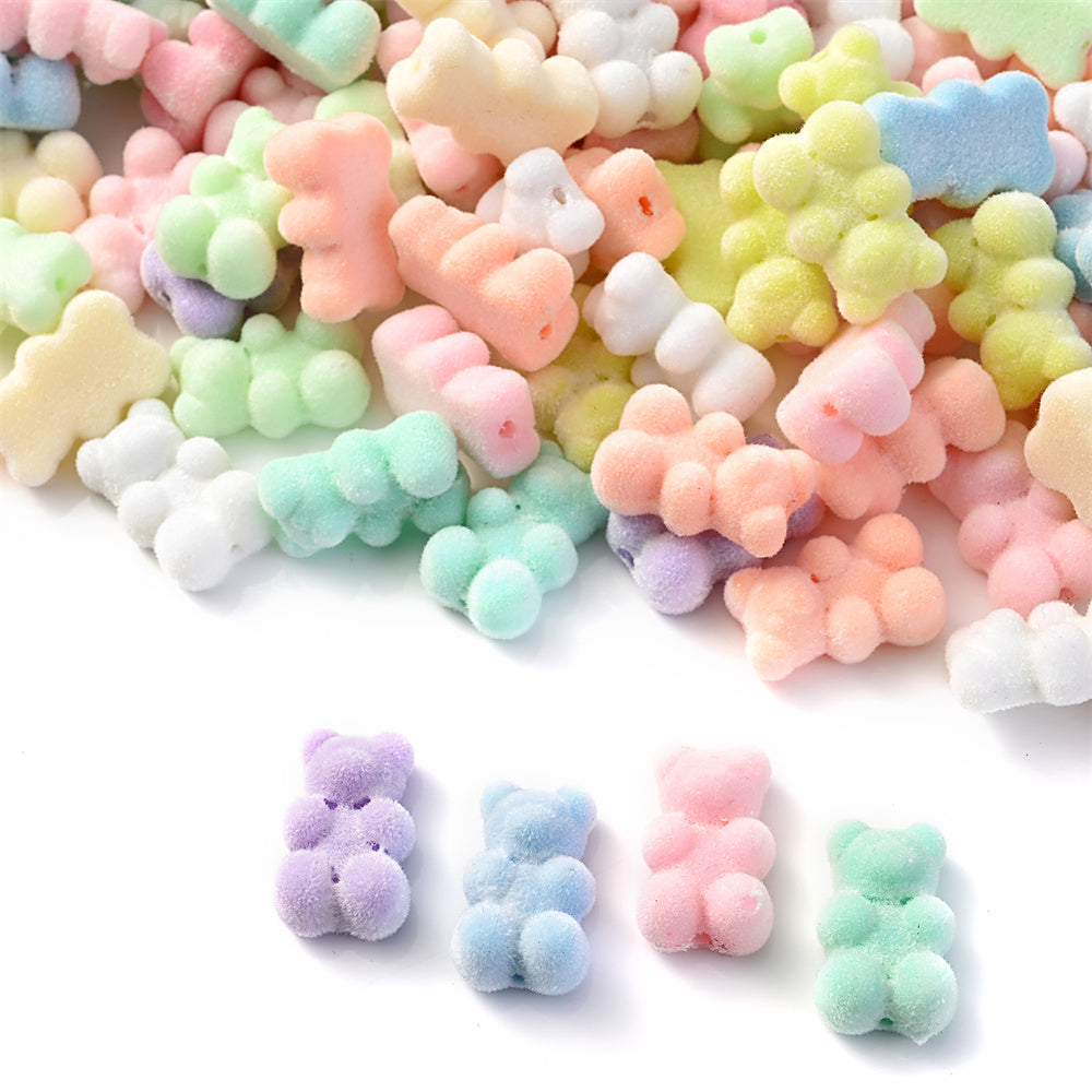 10pcs 12x18mm Flocking Bear Acrylic Beads
