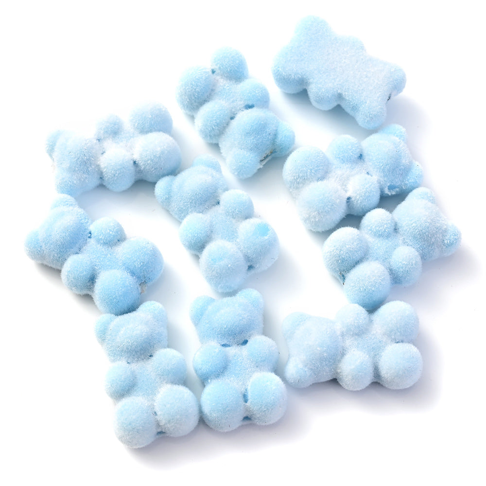 10pcs 12x18mm Flocking Bear Acrylic Beads