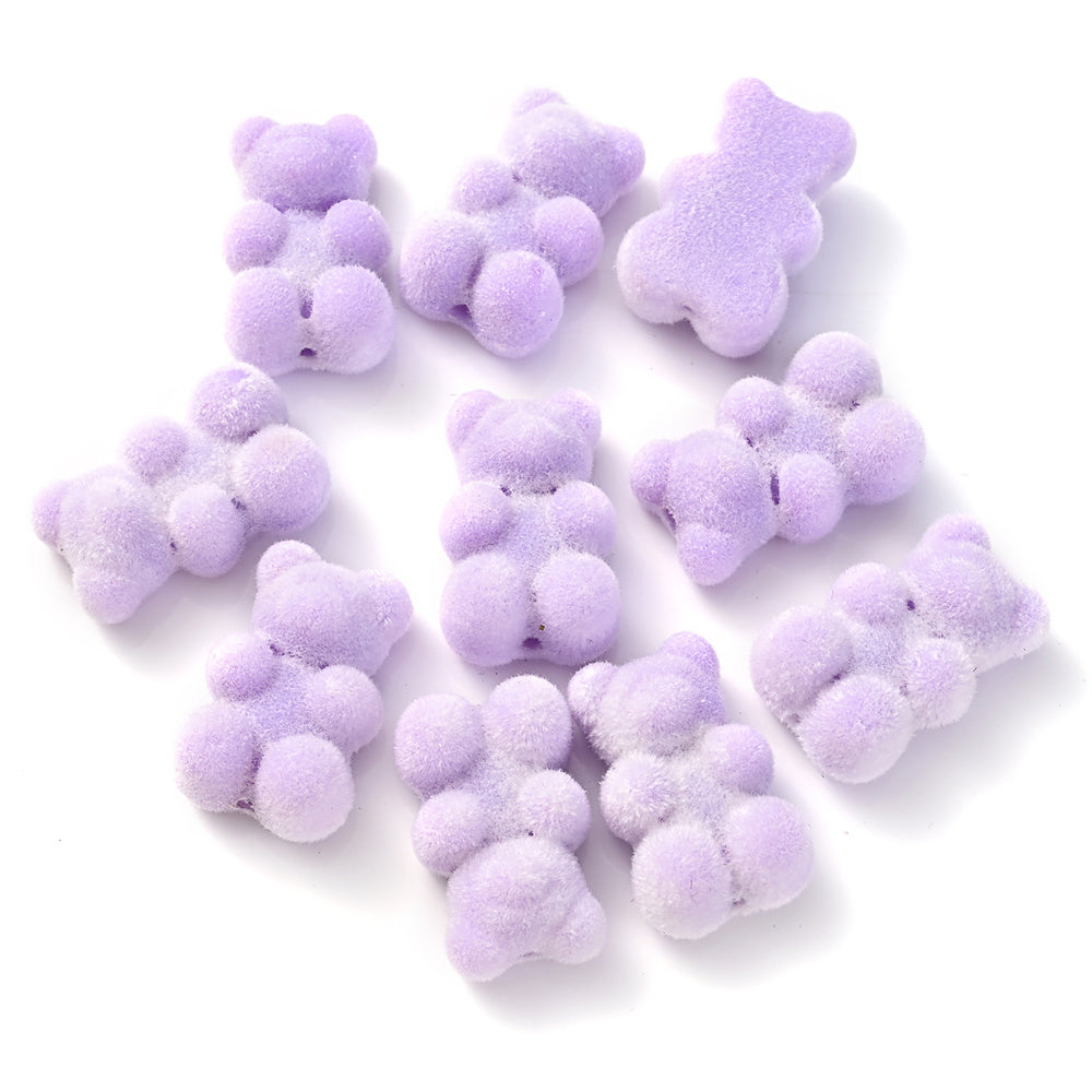 10pcs 12x18mm Flocking Bear Acrylic Beads