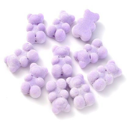 10pcs 12x18mm Flocking Bear Acrylic Beads