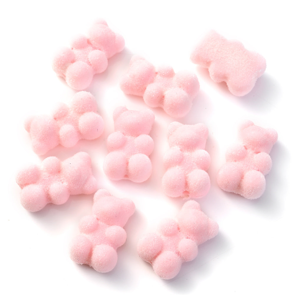 10pcs 12x18mm Flocking Bear Acrylic Beads