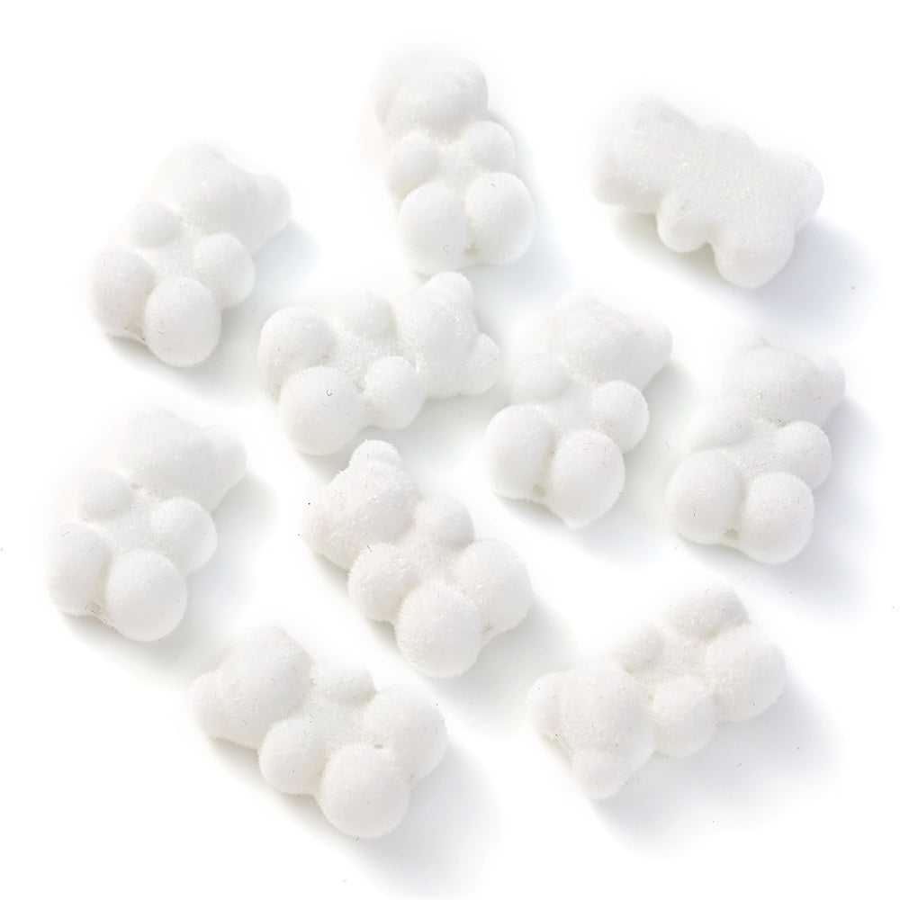 10pcs 12x18mm Flocking Bear Acrylic Beads
