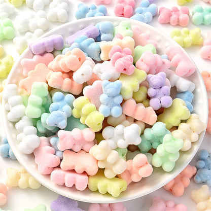 10pcs 12x18mm Flocking Bear Acrylic Beads
