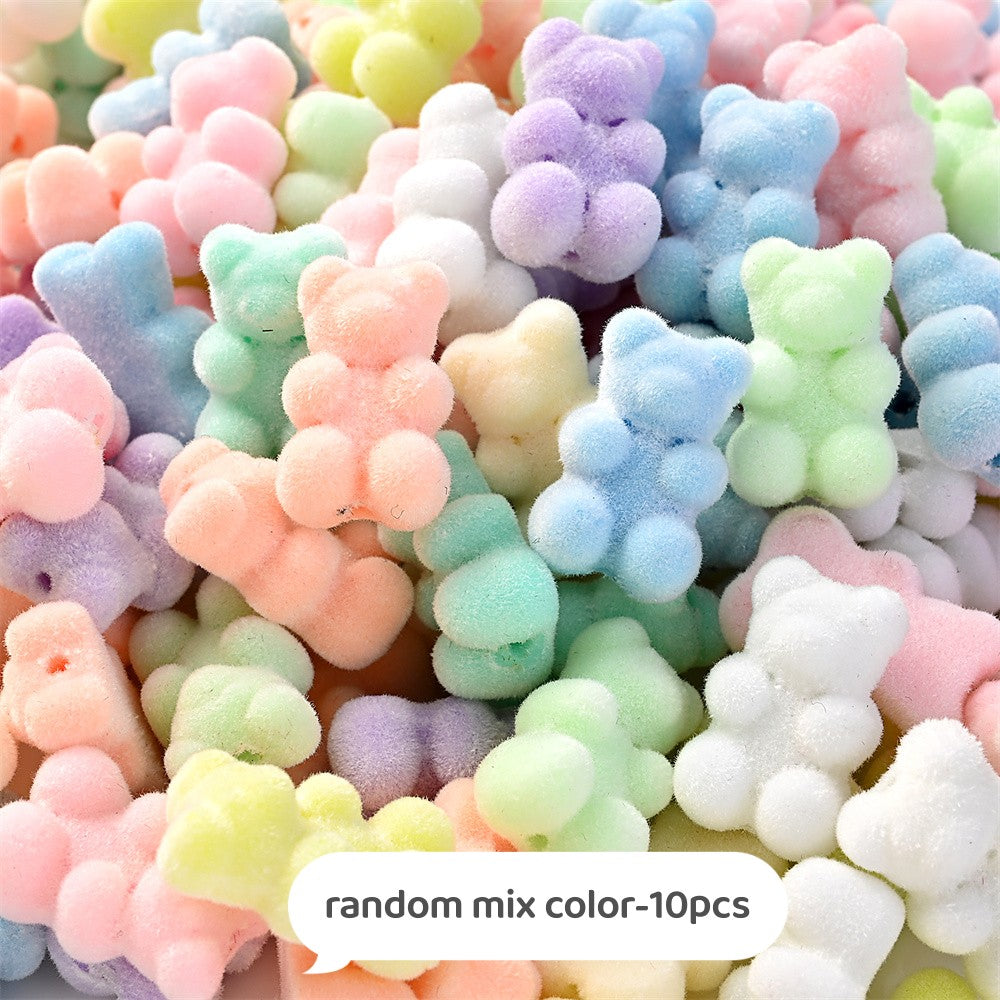 10pcs 12x18mm Flocking Bear Acrylic Beads
