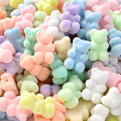 10pcs 12x18mm Flocking Bear Acrylic Beads