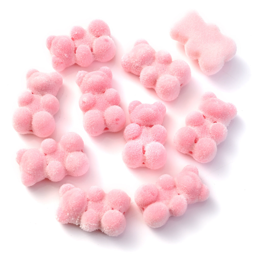 10pcs 12x18mm Flocking Bear Acrylic Beads