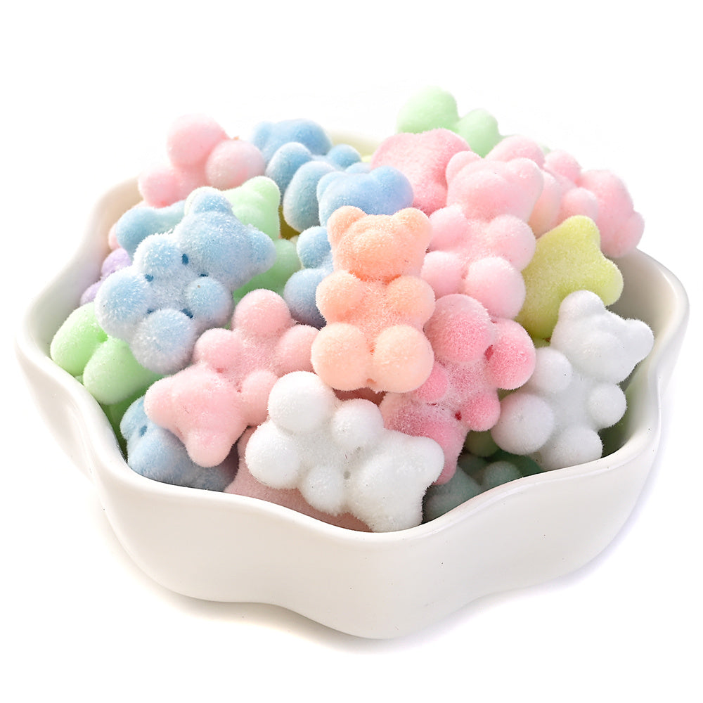 10pcs 12x18mm Flocking Bear Acrylic Beads