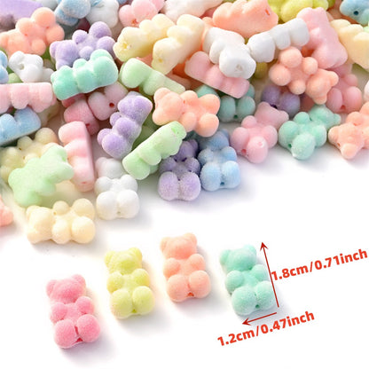 10pcs 12x18mm Flocking Bear Acrylic Beads