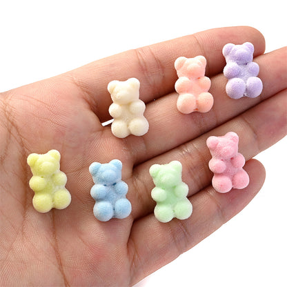 10pcs 12x18mm Flocking Bear Acrylic Beads