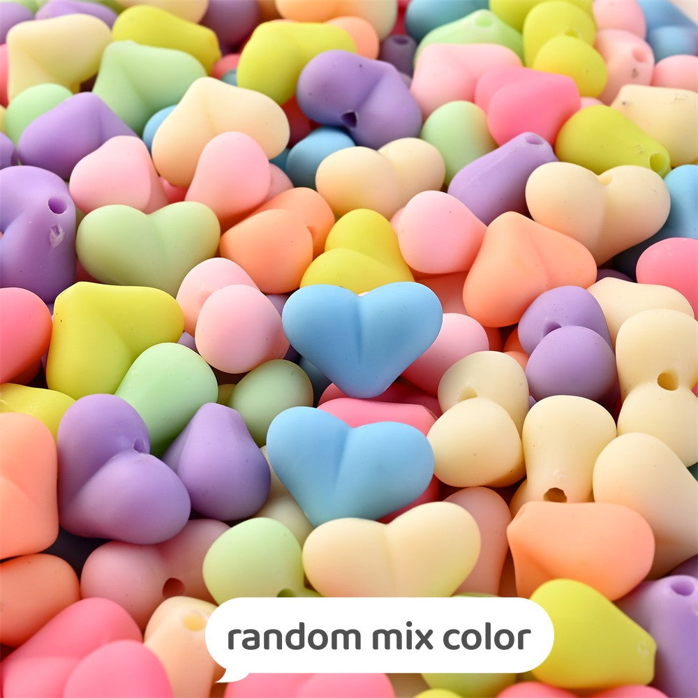Cute Heart Acrylic Matte Spacer Beads