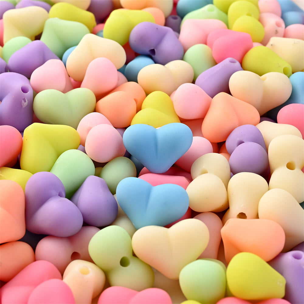 Cute Heart Acrylic Matte Spacer Beads