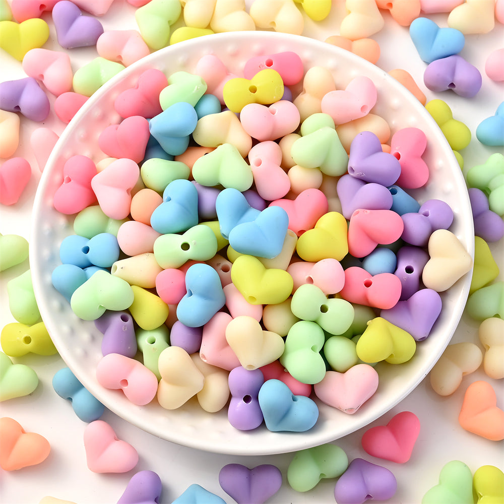 Cute Heart Acrylic Matte Spacer Beads