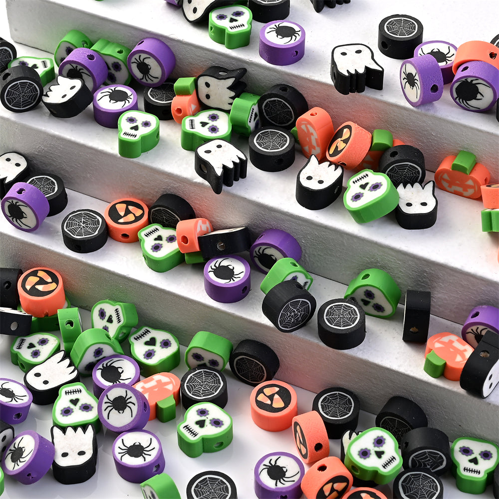 50pcs Halloween Polymer Clay Beads Set