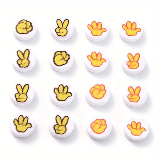 30pcs Rock Paper Scissors Round Spacer Beads