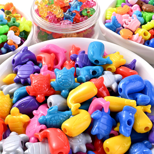 50pcs Mixed Marine Animal Acrylic Charm Beads