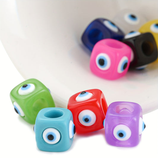 20pcs 12x14mm Mix Square Evil Eye Resin Beads